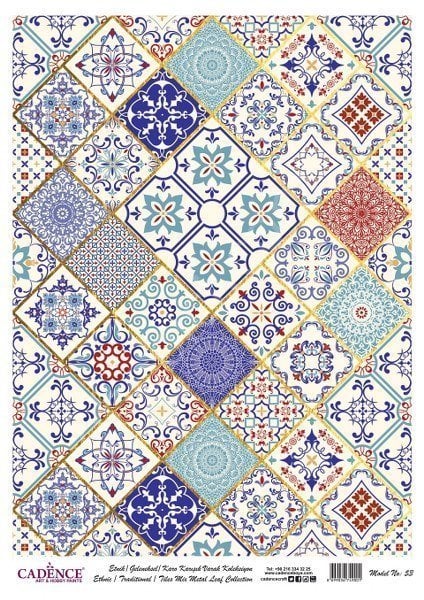 Cadence Desenli Altın Varak Pirinç Dekoapaj Kağıdı - Model 053