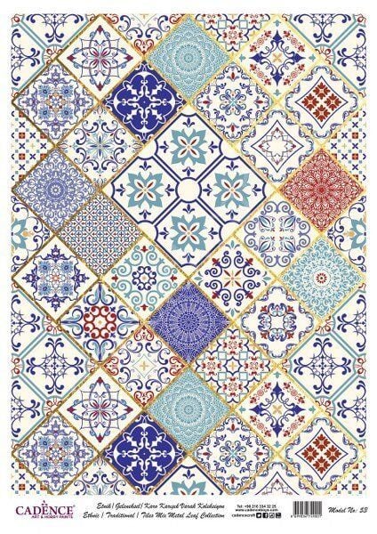 Cadence Desenli Altın Varak Pirinç Dekoapaj Kağıdı - Model 053