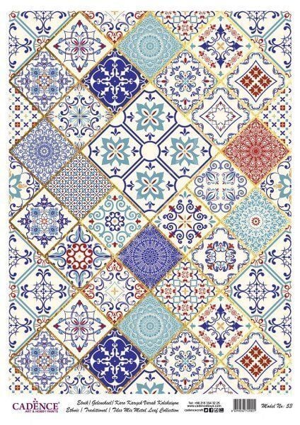 Cadence Desenli Altın Varak Pirinç Dekoapaj Kağıdı - Model 053