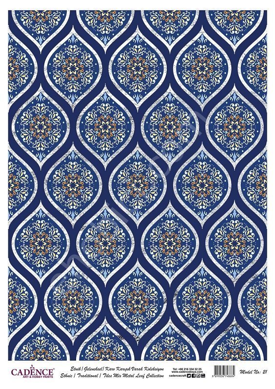 Cadence Desenli Gümüş Varak Pirinç Dekoapaj Kağıdı - Model 021