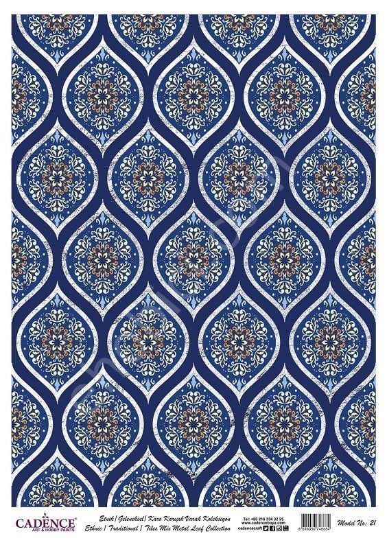 Cadence Desenli Gümüş Varak Pirinç Dekoapaj Kağıdı - Model 021