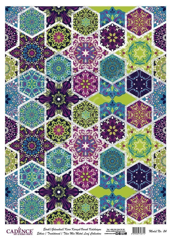 Cadence Desenli Gümüş Varak Pirinç Dekoapaj Kağıdı - Model 024