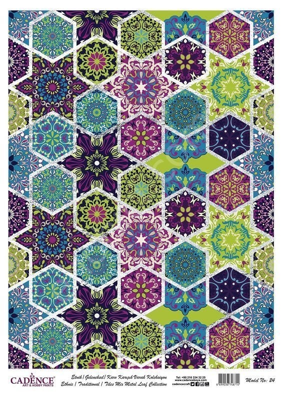 Cadence Desenli Gümüş Varak Pirinç Dekoapaj Kağıdı - Model 024