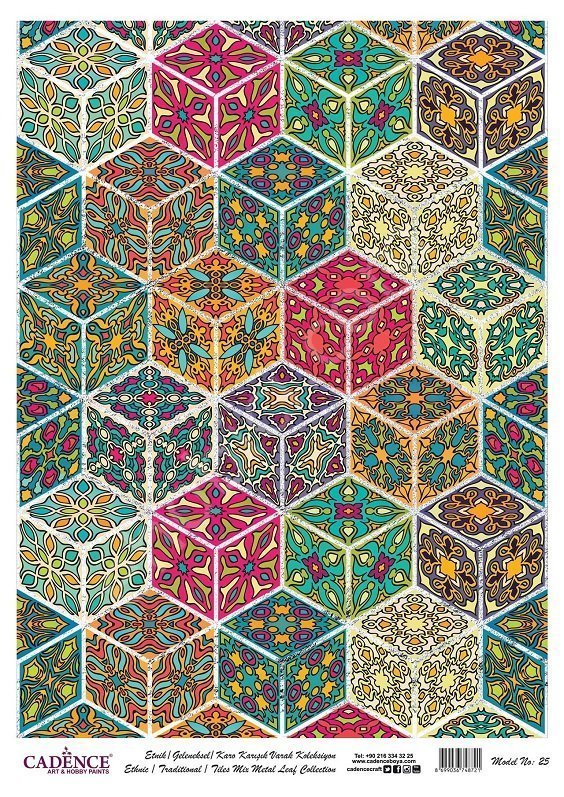 Cadence Desenli Gümüş Varak Pirinç Dekoapaj Kağıdı - Model 025