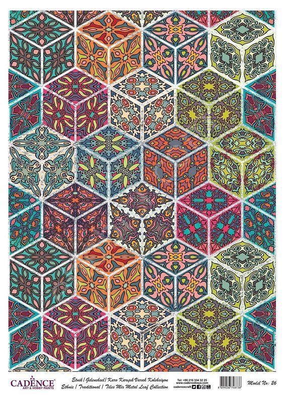 Cadence Desenli Gümüş Varak Pirinç Dekoapaj Kağıdı - Model 026