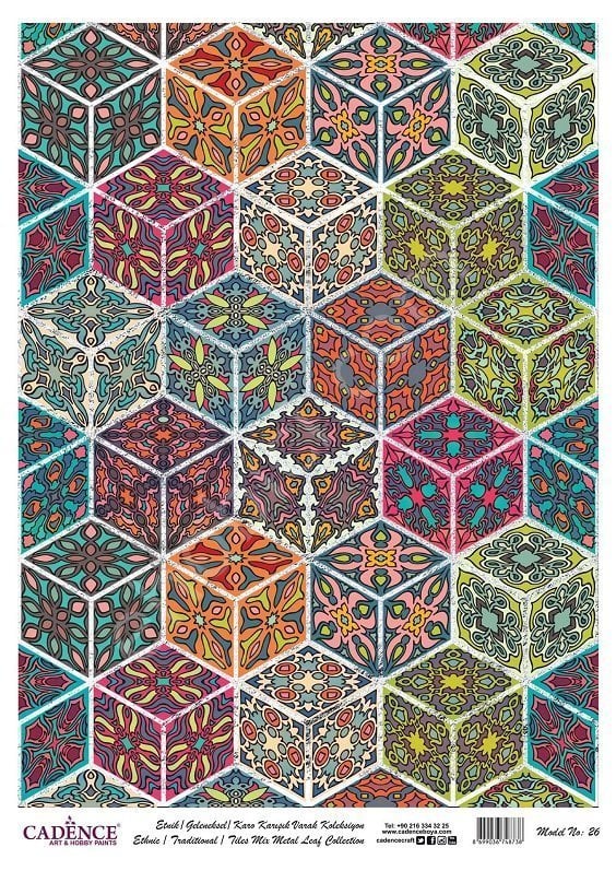 Cadence Desenli Gümüş Varak Pirinç Dekoapaj Kağıdı - Model 026