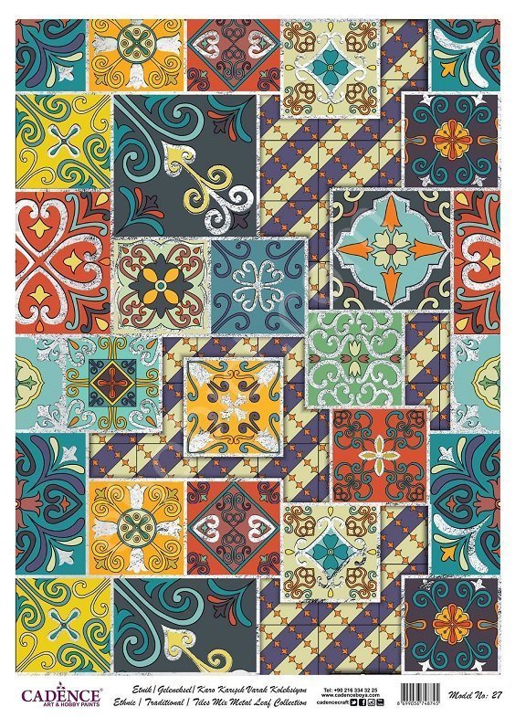 Cadence Desenli Gümüş Varak Pirinç Dekoapaj Kağıdı - Model 027