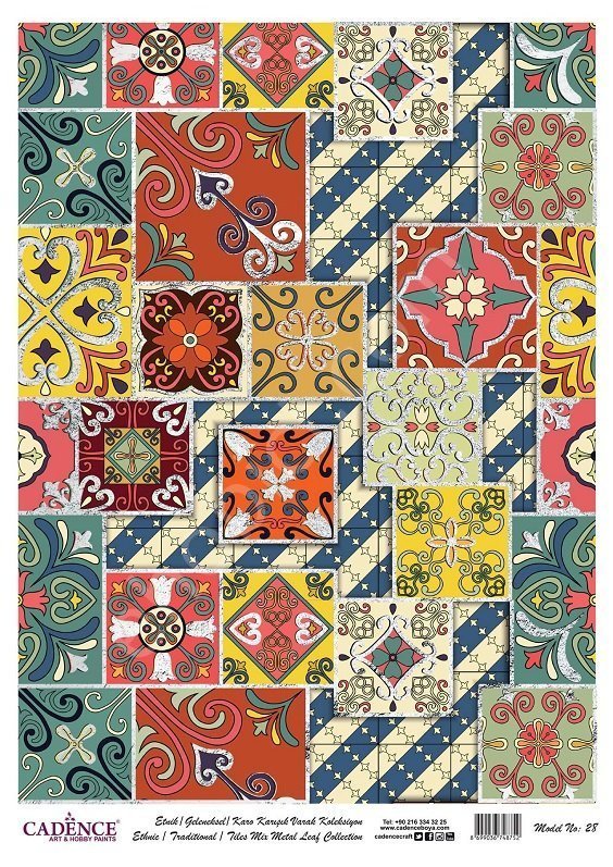 Cadence Desenli Gümüş Varak Pirinç Dekoapaj Kağıdı - Model 028