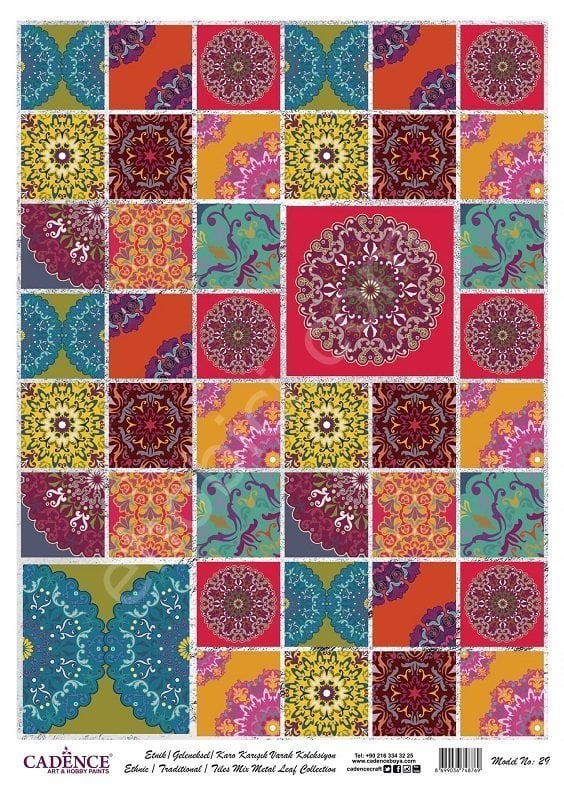 Cadence Desenli Gümüş Varak Pirinç Dekoapaj Kağıdı - Model 029