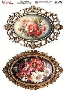 Pirinç Dekopaj Kağıdı 30x42cm PT-1396 Çerçeve Çiçek