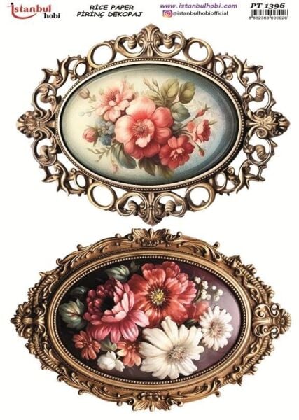 Pirinç Dekopaj Kağıdı 30x42cm PT-1396 Çerçeve Çiçek