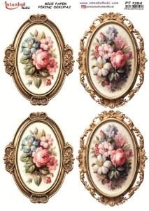 Pirinç Dekopaj Kağıdı 30x42cm PT-1394 Çerçeve Çiçek