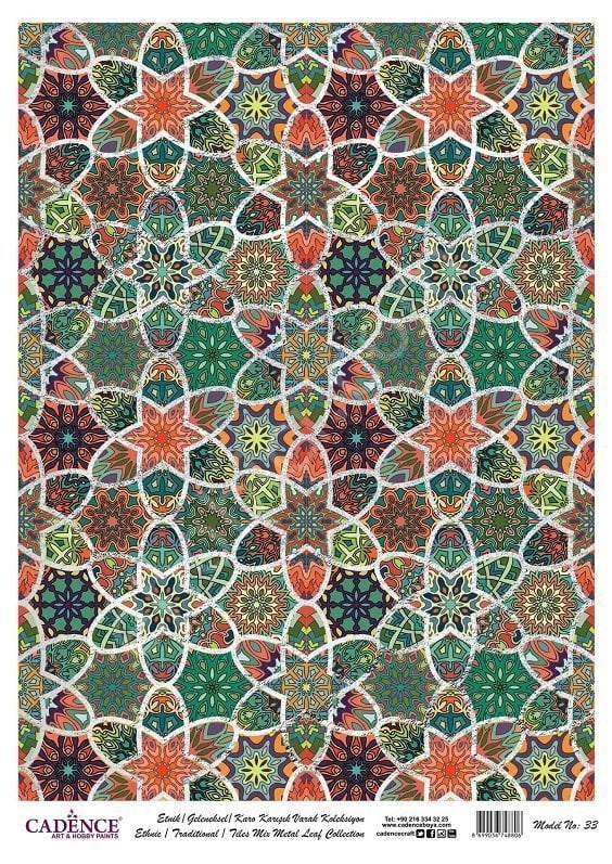 Cadence Desenli Gümüş Varak Pirinç Dekoapaj Kağıdı - Model 033