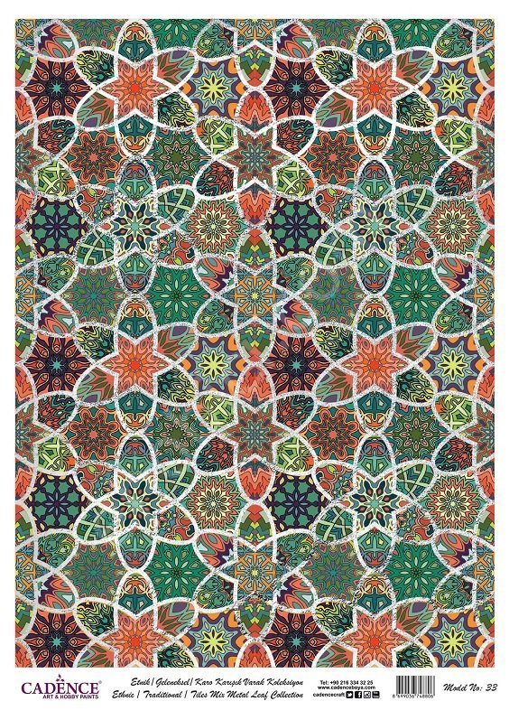 Cadence Desenli Gümüş Varak Pirinç Dekoapaj Kağıdı - Model 033