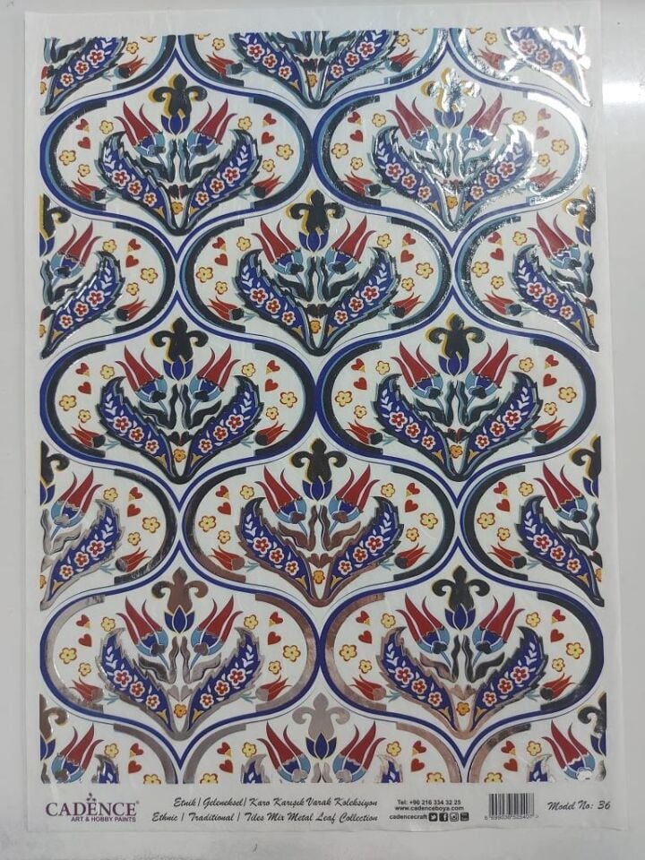Cadence Desenli Gümüş Varak Pirinç Dekoapaj Kağıdı - Model 036