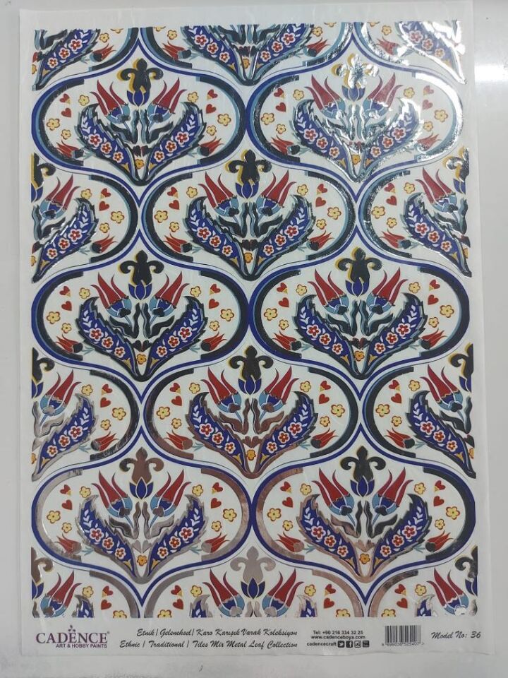 Cadence Desenli Gümüş Varak Pirinç Dekoapaj Kağıdı - Model 036