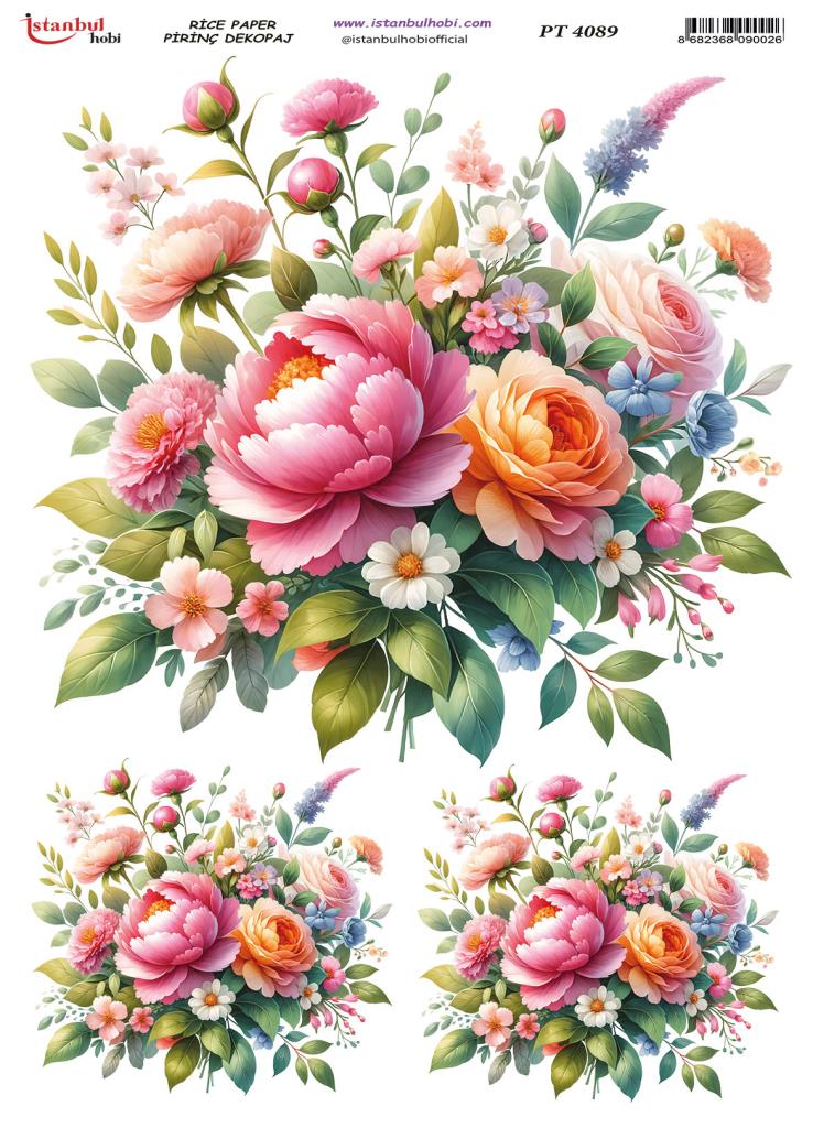 Pirinç Dekopaj Kağıdı 30x42cm PT-4089 Çiçek