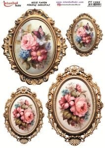Pirinç Dekopaj Kağıdı 30x42cm PT-1395 Çerçeve Çiçek