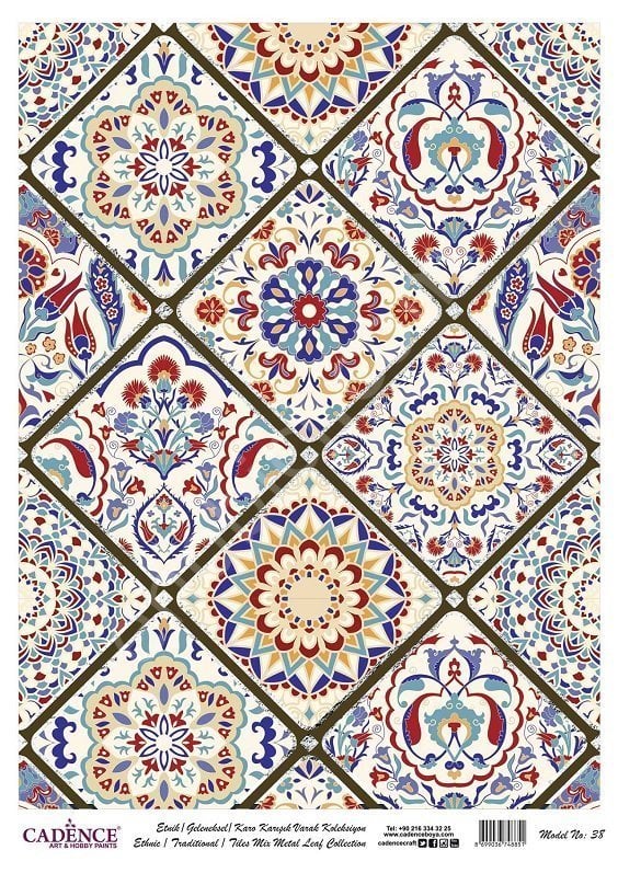 Cadence Desenli Gümüş Varak Pirinç Dekoapaj Kağıdı - Model 038