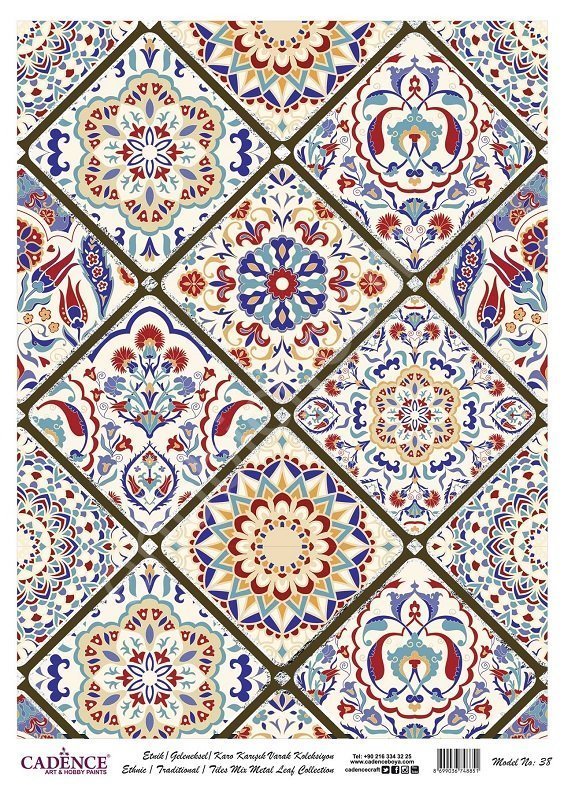 Cadence Desenli Gümüş Varak Pirinç Dekoapaj Kağıdı - Model 038