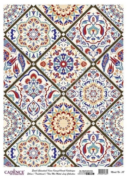 Cadence Desenli Gümüş Varak Pirinç Dekoapaj Kağıdı - Model 038