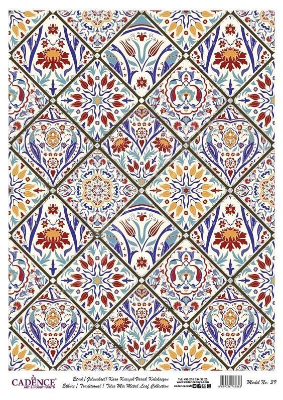 Cadence Desenli Gümüş Varak Pirinç Dekoapaj Kağıdı - Model 039