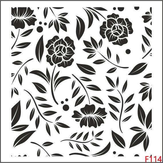 Çiçek Desen Stencil Şablon (25x25) F-114