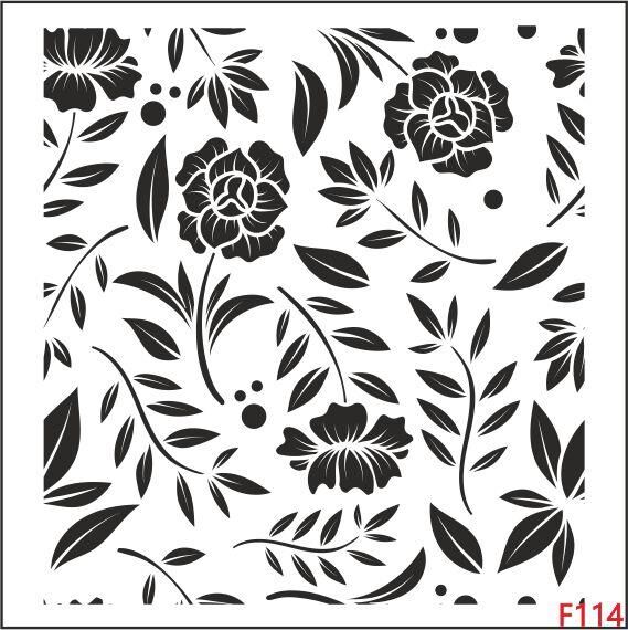 Çiçek Desen Stencil Şablon (25x25) F-114