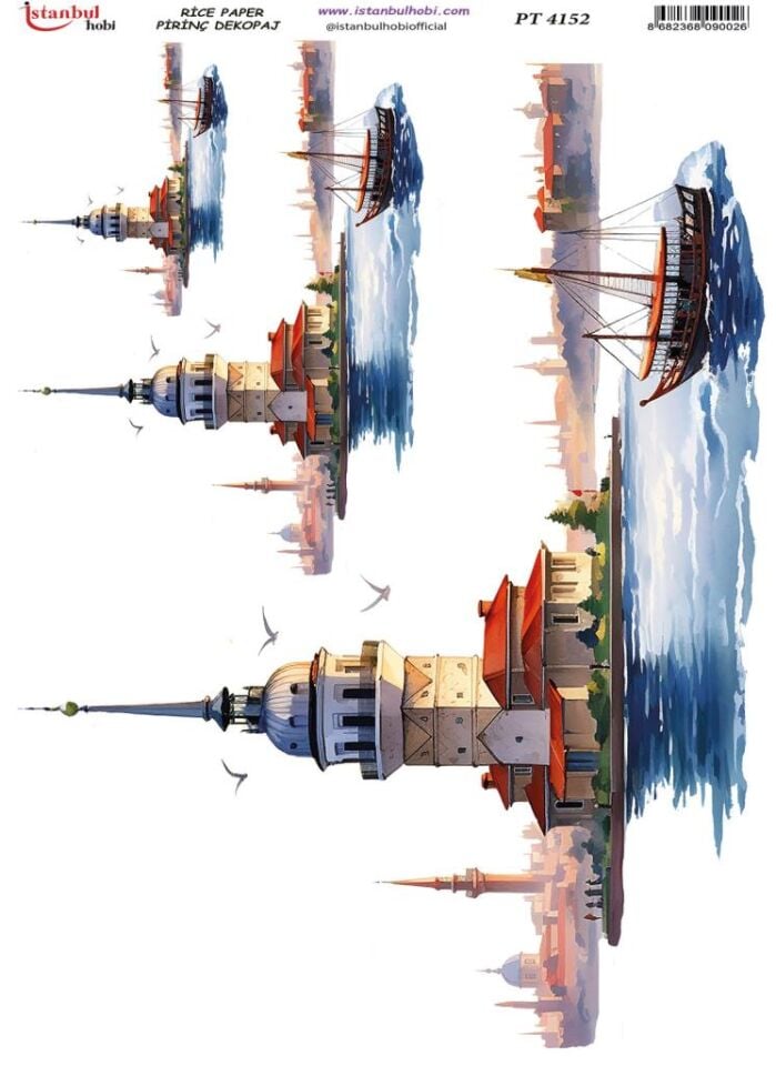 Pirinç Dekopaj Kağıdı 30x42cm PT-4152 Kız Kulesi