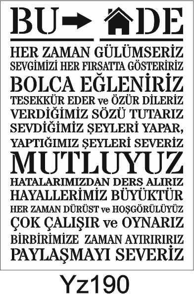 Yazı Desenler Stencil Şablon (35x50) YZ-190