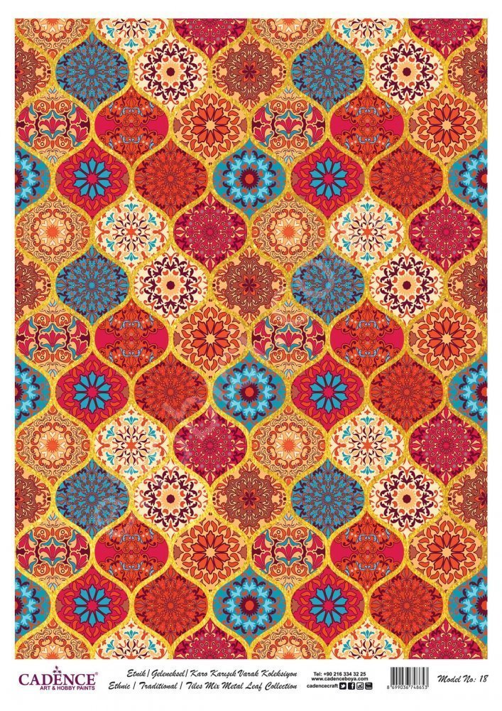 Cadence Desenli Altın Varak Pirinç Dekoapaj Kağıdı - Model 018