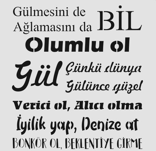 Yazı Desenler Stencil Şablon (25x25) YZ-291