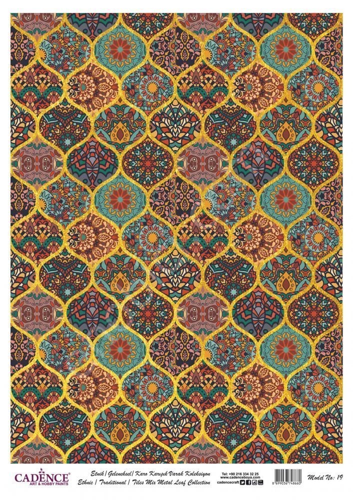 Cadence Desenli Altın Varak Pirinç Dekoapaj Kağıdı - Model 019