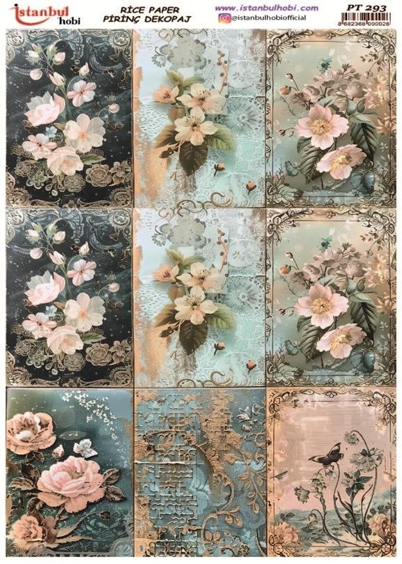 Pirinç Dekopaj Kağıdı 30x42cm PT-293 Çiçek