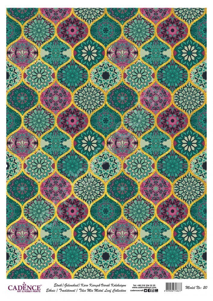 Cadence Desenli Altın Varak Pirinç Dekoapaj Kağıdı - Model 020