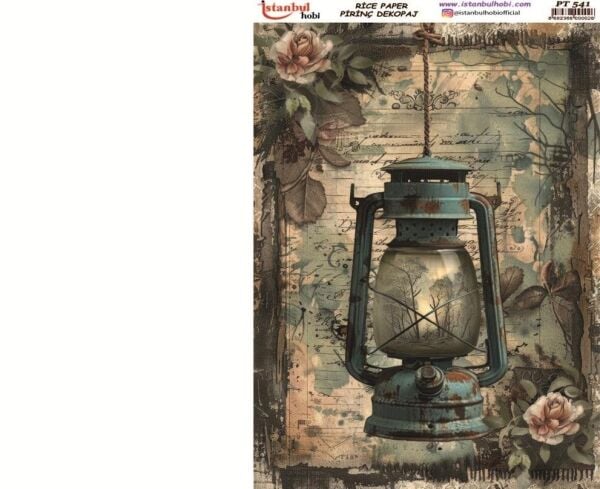 Pirinç Dekopaj Kağıdı 30x42cm PT-541 Vintage Gaz Lambası