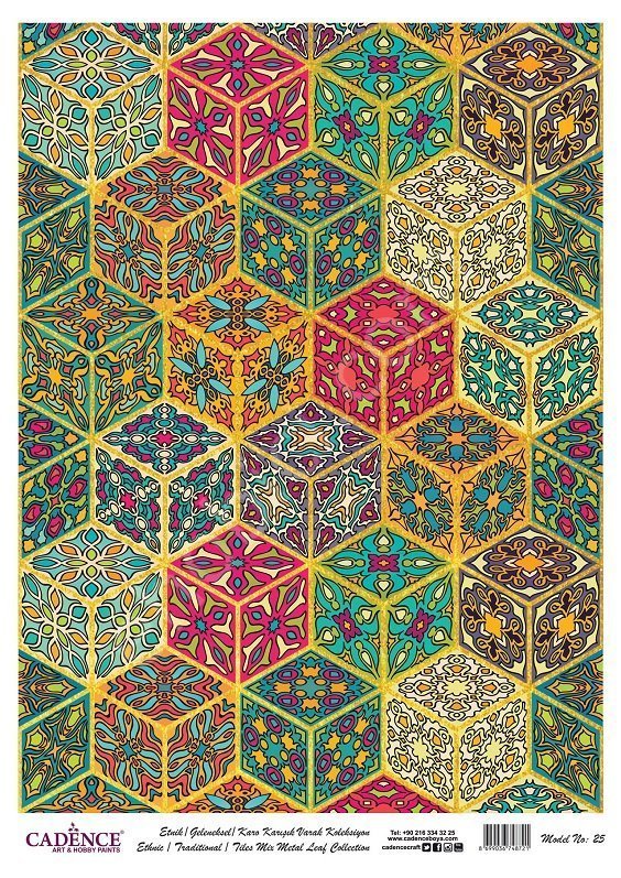 Cadence Desenli Altın Varak Pirinç Dekoapaj Kağıdı - Model 025