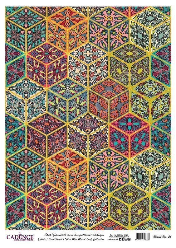 Cadence Desenli Altın Varak Pirinç Dekoapaj Kağıdı - Model 026