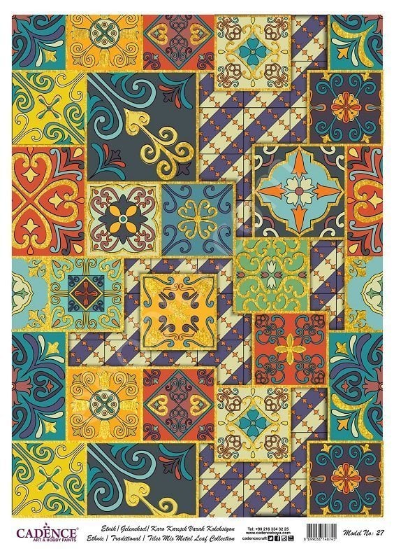 Cadence Desenli Altın Varak Pirinç Dekoapaj Kağıdı - Model 027