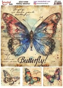 Pirinç Dekopaj Kağıdı 30x42cm PT-012 Kelebek