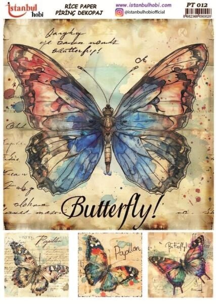 Pirinç Dekopaj Kağıdı 30x42cm PT-012 Kelebek