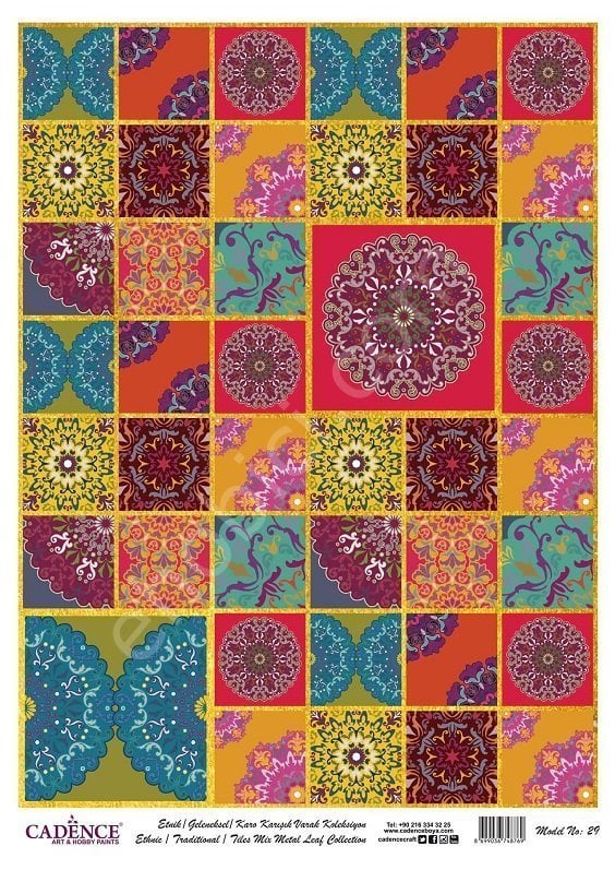 Cadence Desenli Altın Varak Pirinç Dekoapaj Kağıdı - Model 029