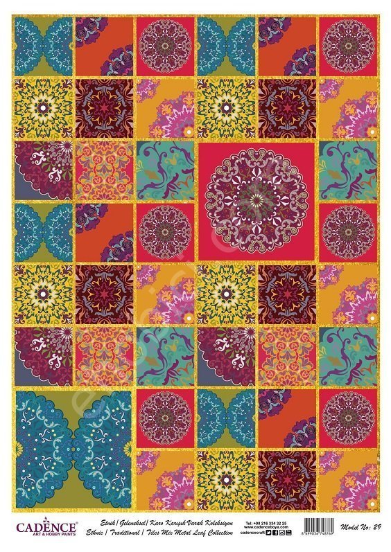 Cadence Desenli Altın Varak Pirinç Dekoapaj Kağıdı - Model 029