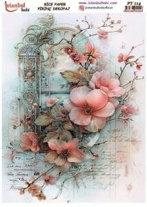 Pirinç Dekopaj Kağıdı 30x42cm PT-114 Çiçek
