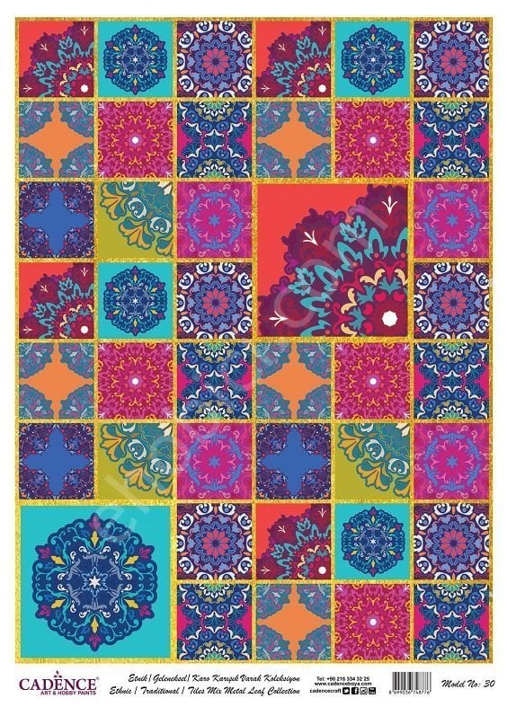 Cadence Desenli Altın Varak Pirinç Dekoapaj Kağıdı - Model 030