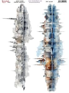 Pirinç Dekopaj Kağıdı 30x42cm PT-4159 İstanbul Manzara