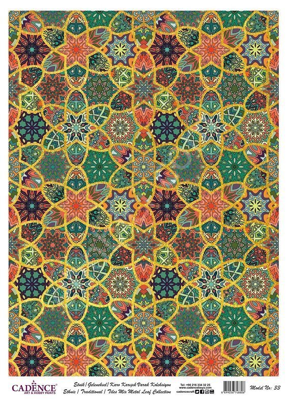 Cadence Desenli Altın Varak Pirinç Dekoapaj Kağıdı - Model 033