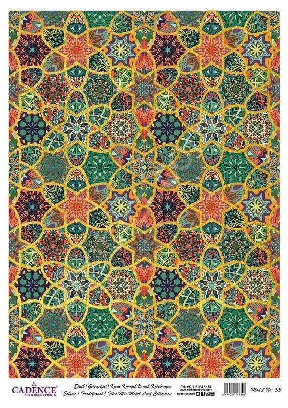 Cadence Desenli Altın Varak Pirinç Dekoapaj Kağıdı - Model 033