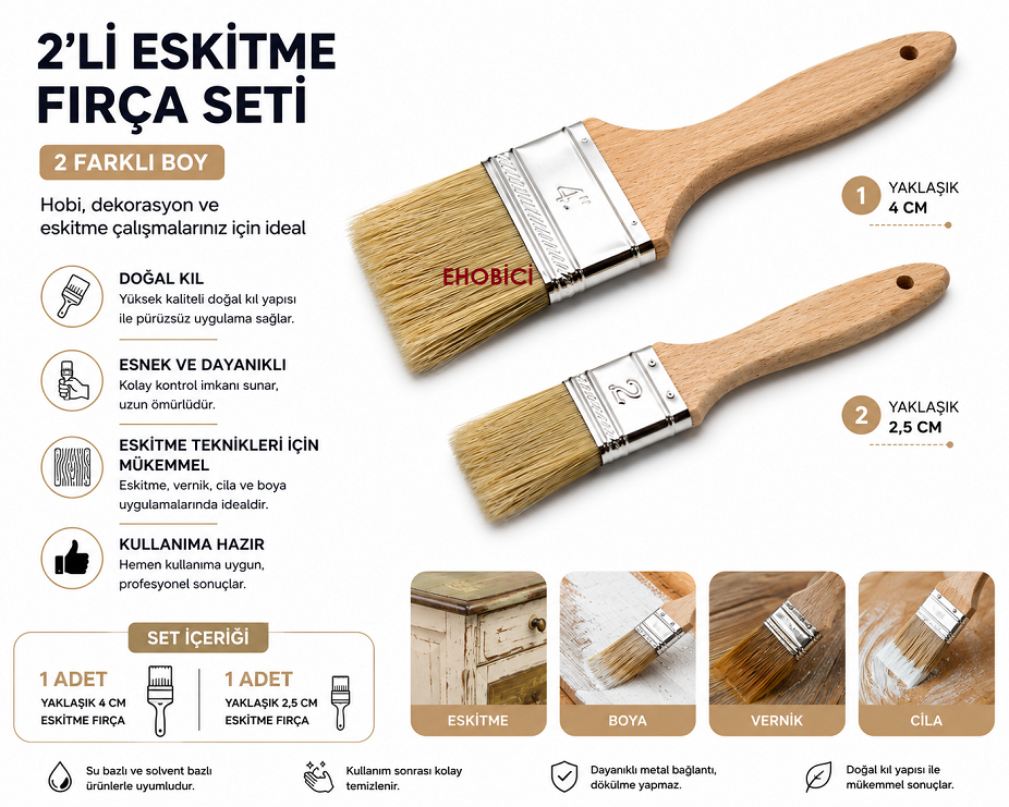 Klasik Eskitme Fırça 2 li Set 505