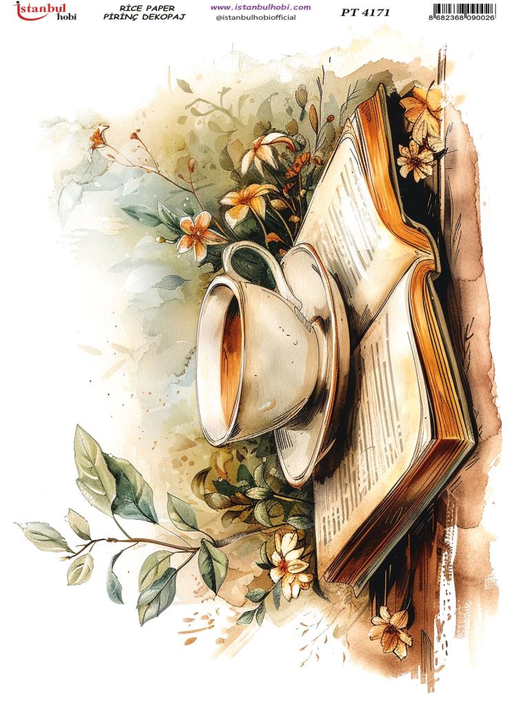 Pirinç Dekopaj Kağıdı 30x42cm PT-4171 Kahve Kitap